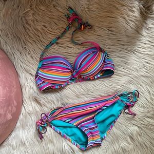 Striped Multi-color Bikini Set